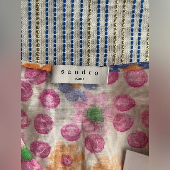 Sandro París Smiley Mini Dress Multicolored Short Sleeve Sz 34 US XS NWT - Picture 8 of 16